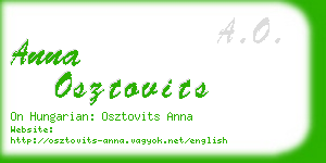 anna osztovits business card